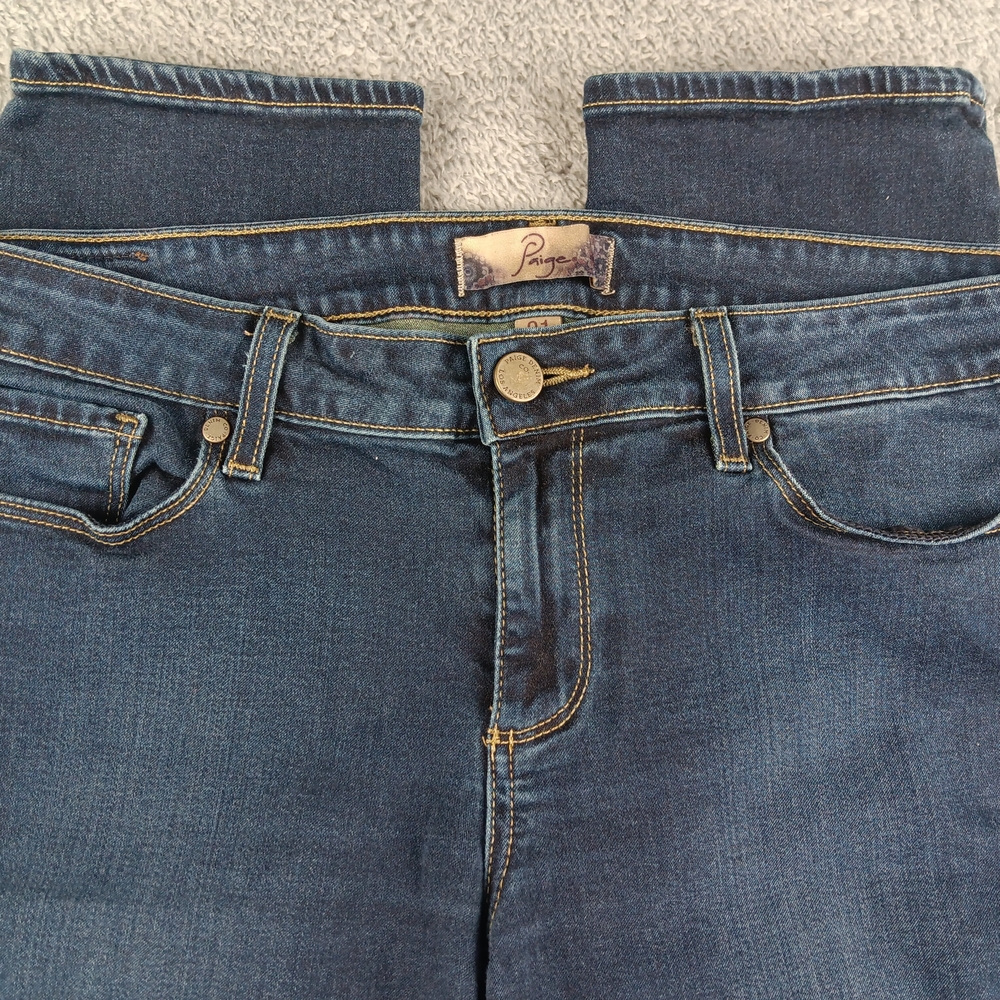 PAIGE Peg Skinny Jeans Women's Size 31 Mid Rise  Stretch Dark Wash - Picture 3 of 14